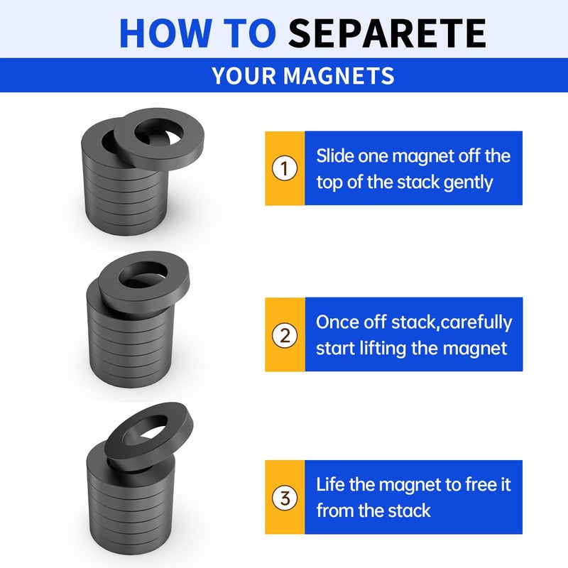 SRENMSMT Ferrite Ring Magnets - OD2.35 x ID1.25 x 10mm, Large Magnet, Grade 10 Big Magnets Heavy Duty for DIY, Industry Science, Tools, Garage-Pack of 2 - Image 4